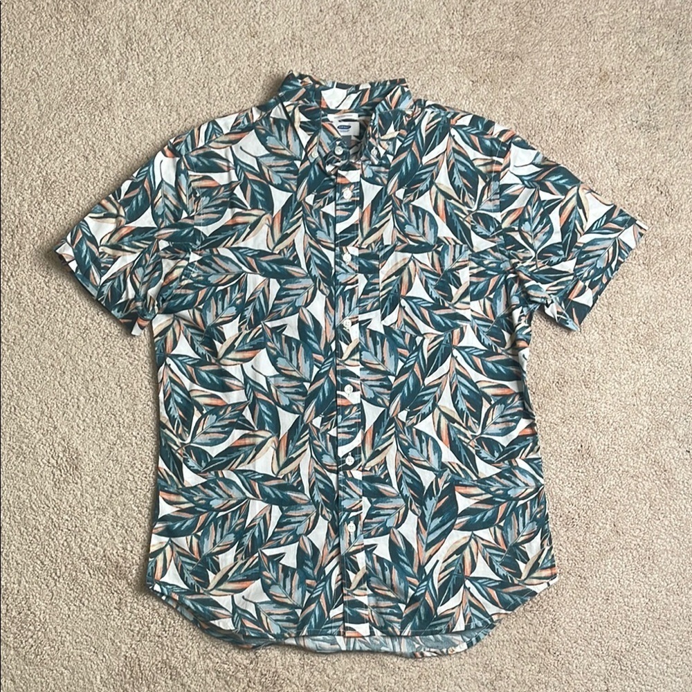 Old Navy Blue and White Casual Button Down Shirt